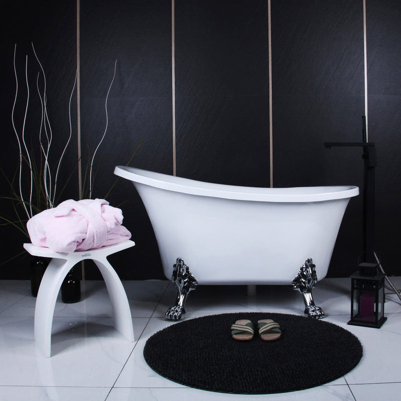 Aqua Eden 51-Inch Acrylic Oval Double Slipper Clawfoot Tub (No Faucet Drillings)