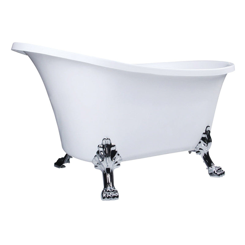 Aqua Eden 51-Inch Acrylic Oval Double Slipper Clawfoot Tub (No Faucet Drillings)