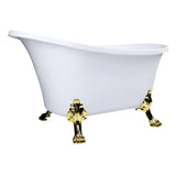 Aqua Eden 51-Inch Acrylic Oval Double Slipper Clawfoot Tub (No Faucet Drillings)