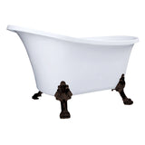Aqua Eden 51-Inch Acrylic Oval Double Slipper Clawfoot Tub (No Faucet Drillings)