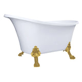 Aqua Eden 51-Inch Acrylic Oval Double Slipper Clawfoot Tub (No Faucet Drillings)