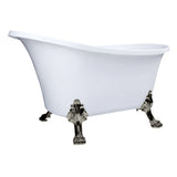 Aqua Eden 51-Inch Acrylic Oval Double Slipper Clawfoot Tub (No Faucet Drillings)
