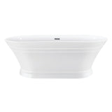 Aqua Eden 67-Inch Acrylic Oval Double Ended Pedestal Tub with Drain (No Faucet Drillings)