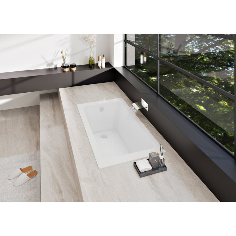 Aqua Eden 60-Inch Acrylic Rectangular Drop-In Tub with Anti-Skid Surface