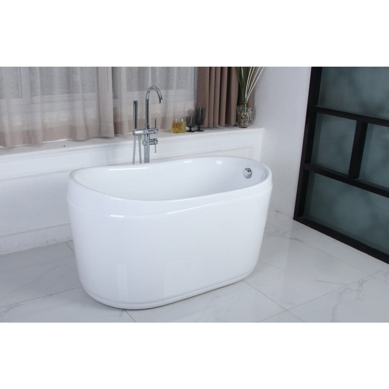 Aqua Eden 52-Inch Acrylic Oval Single Slipper Freestanding Tub with Drain