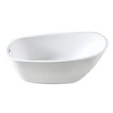 Aqua Eden 72-Inch Acrylic Oval Single Slipper Freestanding Tub with Drain