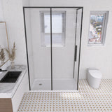 Nauru 60-Inch x 32-Inch Anti-Skid Acrylic Double Threshold Shower Base with Left Drain