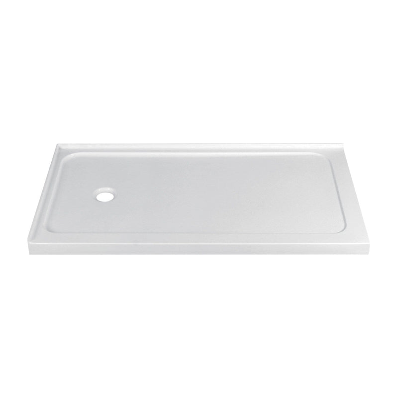 Nauru 60-Inch x 32-Inch Anti-Skid Acrylic Double Threshold Shower Base with Right Drain