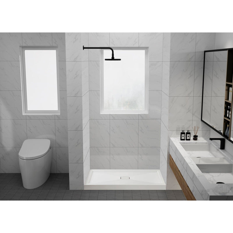 Dominica 60-Inch x 32-Inch Acrylic Single Threshold Shower Base with Center Drain