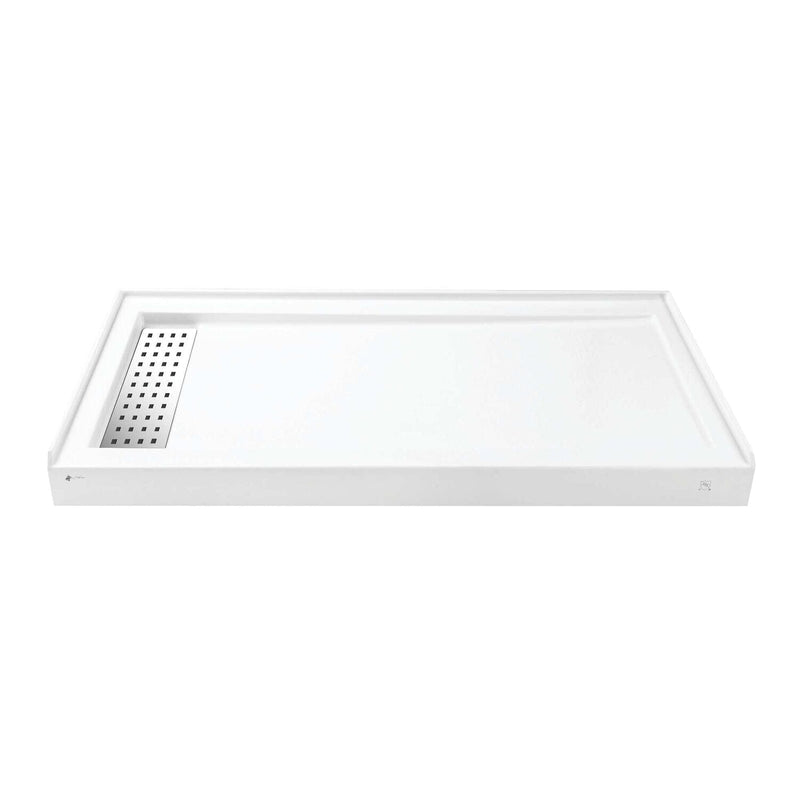 Curacao 60-Inch x 32-Inch Anti-Skid Acrylic Single Threshold Shower Base with Left Drain
