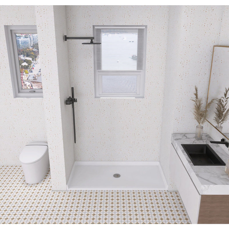 Madura 62-Inch x 31-Inch Anti-Skid Acrylic Barrier Free Single Threshold Shower Base with Center Drain