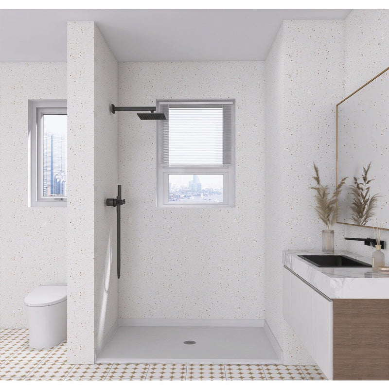 Madura 62-Inch x 38-Inch Anti-Skid Acrylic Barrier Free Single Threshold Shower Base with Center Drain