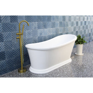 Aqua Eden 67-Inch Acrylic Oval Single Slipper Pedestal Tub with Drain (No Faucet Drillings)