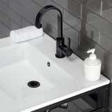 Quadras 25-Inch Ceramic Console Sink with Steel Base and Shelf (1-Hole)