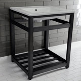Quadras 25-Inch Ceramic Console Sink with Steel Base and Shelf (1-Hole)