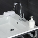 Quadras 25-Inch Ceramic Console Sink with Steel Base and Shelf (1-Hole)