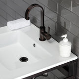 Quadras 25-Inch Ceramic Console Sink with Steel Base and Shelf (1-Hole)