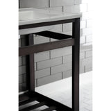 Quadras 25-Inch Ceramic Console Sink with Steel Base and Shelf (1-Hole)