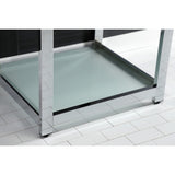 Quadras 25-Inch Ceramic Console Sink with Steel Base and Glass Shelf (1-Hole)