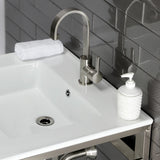 Quadras 25-Inch Ceramic Console Sink with Steel Base and Glass Shelf (1-Hole)