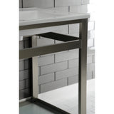 Quadras 25-Inch Ceramic Console Sink with Steel Base and Glass Shelf (1-Hole)