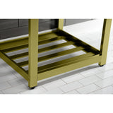 Quadras 25-Inch Ceramic Console Sink with Steel Base and Shelf (4-Inch, 3-Hole)