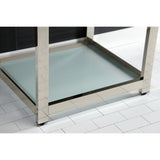 Quadras 25-Inch Ceramic Console Sink with Steel Base and Glass Shelf (4-Inch, 3-Hole)