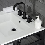 Quadras 25-Inch Ceramic Console Sink with Steel Base and Shelf (8-Inch, 3-Hole)