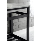 Quadras 25-Inch Ceramic Console Sink with Steel Base and Shelf (8-Inch, 3-Hole)