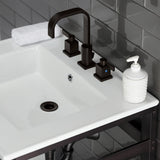 Quadras 25-Inch Ceramic Console Sink with Steel Base and Shelf (8-Inch, 3-Hole)