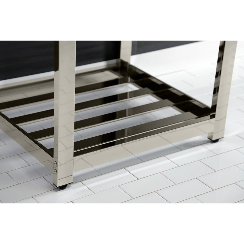 Quadras 25-Inch Ceramic Console Sink with Steel Base and Shelf (8-Inch, 3-Hole)