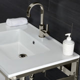 Quadras 31-Inch Ceramic Console Sink with Steel Base and Shelf (1-Hole)