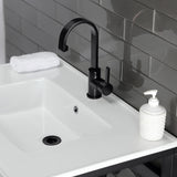 Quadras 31-Inch Ceramic Console Sink with Steel Base and Glass Shelf (1-Hole)
