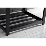 Quadras 31-Inch Ceramic Console Sink with Steel Base and Shelf (4-Inch, 3-Hole)