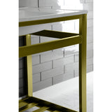 Quadras 31-Inch Ceramic Console Sink with Steel Base and Shelf (4-Inch, 3-Hole)