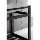 Quadras 31-Inch Ceramic Console Sink with Steel Base and Shelf (8-Inch, 3-Hole)