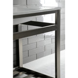 Quadras 31-Inch Ceramic Console Sink with Steel Base and Shelf (8-Inch, 3-Hole)