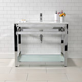 Quadras 37-Inch Ceramic Console Sink with Steel Base and Glass Shelf (1-Hole)