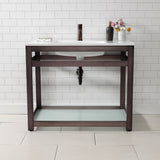 Quadras 37-Inch Ceramic Console Sink with Steel Base and Glass Shelf (1-Hole)