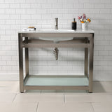Quadras 37-Inch Ceramic Console Sink with Steel Base and Glass Shelf (1-Hole)