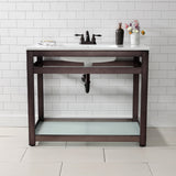 Quadras 37-Inch Ceramic Console Sink with Steel Base and Glass Shelf (4-Inch, 3-Hole)