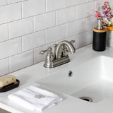 Quadras 37-Inch Ceramic Console Sink with Steel Base and Glass Shelf (4-Inch, 3-Hole)