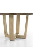 Brutus Vintage Walnut 47" Wide Contemporary Round Dining Table with Wheat Colored Base