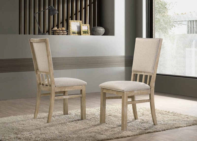 Brutus Set of 2 Reclaimed Wheat 19" Wide Contemporary Fabric Dining Chair