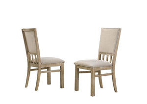 Brutus Set of 2 Reclaimed Wheat 19" Wide Contemporary Fabric Dining Chair