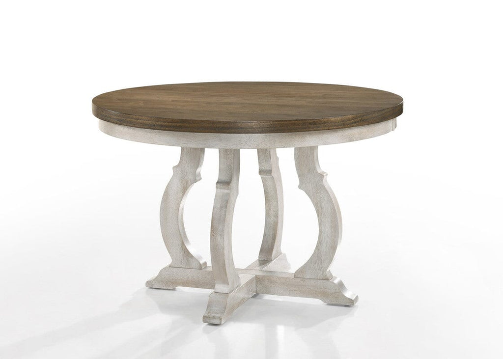 Havanna Vintage Walnut 47" Wide Contemporary Round Dining Table with Off White Colored Base