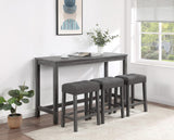 Oriana Gray 4 Piece Counter Height 36" Pub Table Set with Tufted Gray Linen Stools
