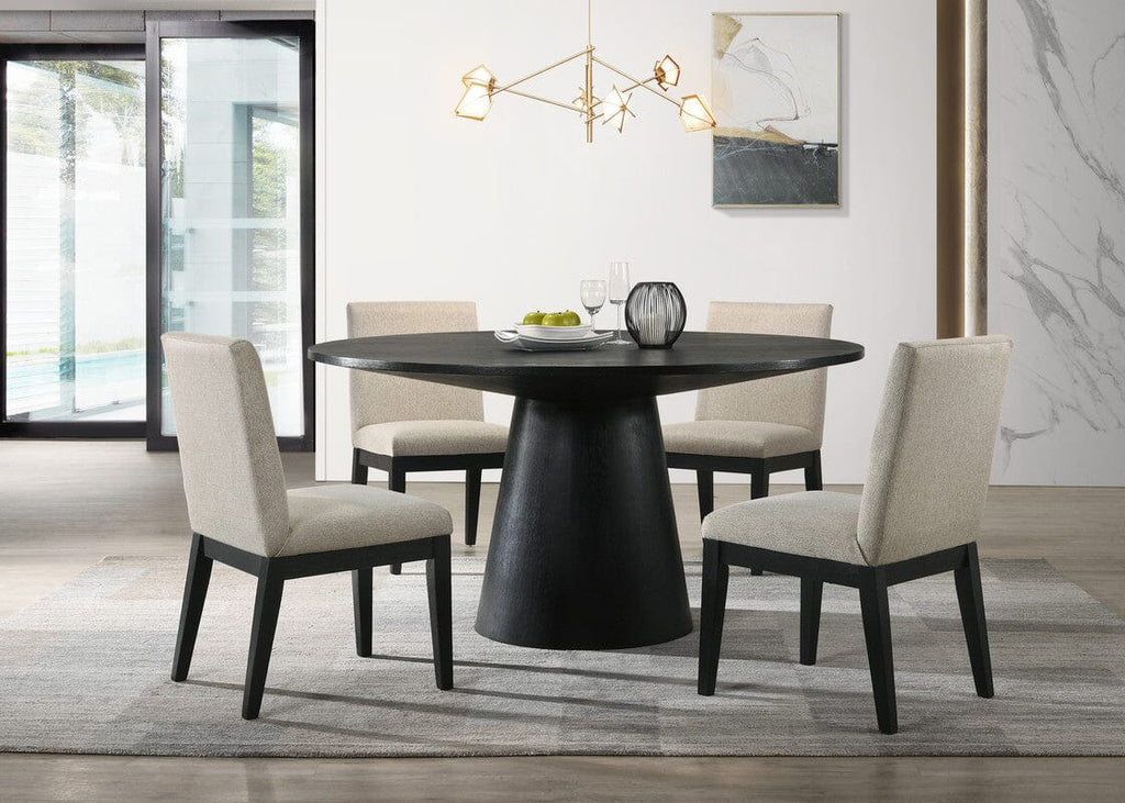 Contemporary round dining store table and chairs