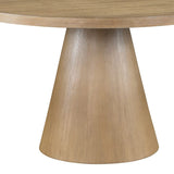 Delphine 5 Piece Round Oak Finish Dining Table Set with Gray Chairs