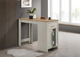 Alonzo Light Gray Small Space Counter Height Dining Table with Cabinet, Drawer, and 2 Ergonomic Counter Stools